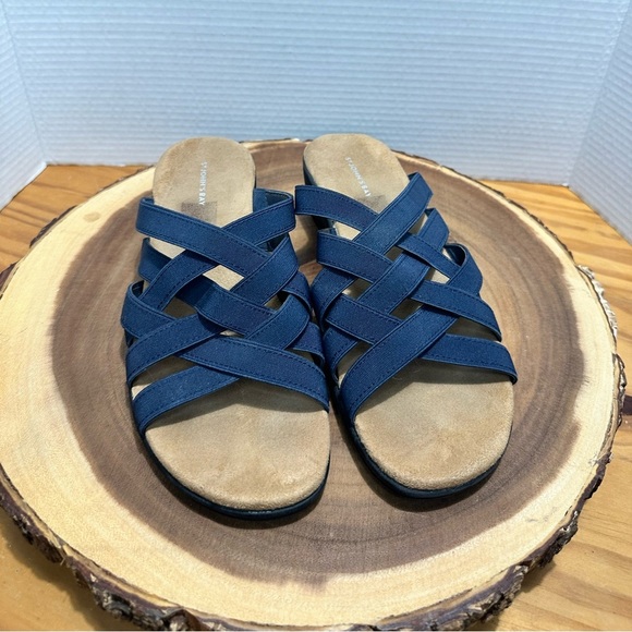 St. John's Bay Shoes - St. John's Bay Sz 9 W Navy Slide Synthetic Women Sandals